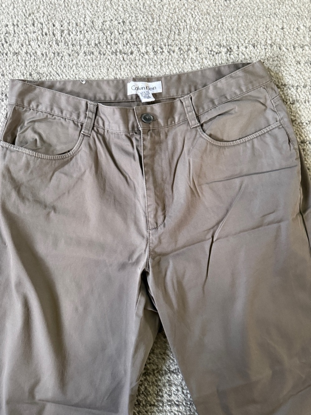 Calvin Klein Neutral Taupe Straight-Leg Pants